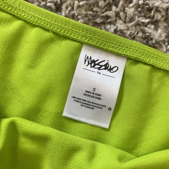 ⭐ 3/$15 Vintage Mossimo Neon Green Ribbed Bikini Bottom S With Side Straps - Picture 3 of 5